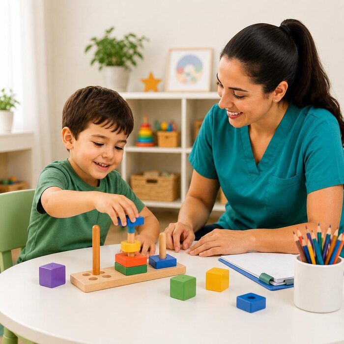 Sesi&oacute;n de terapia con un ni&ntilde;o